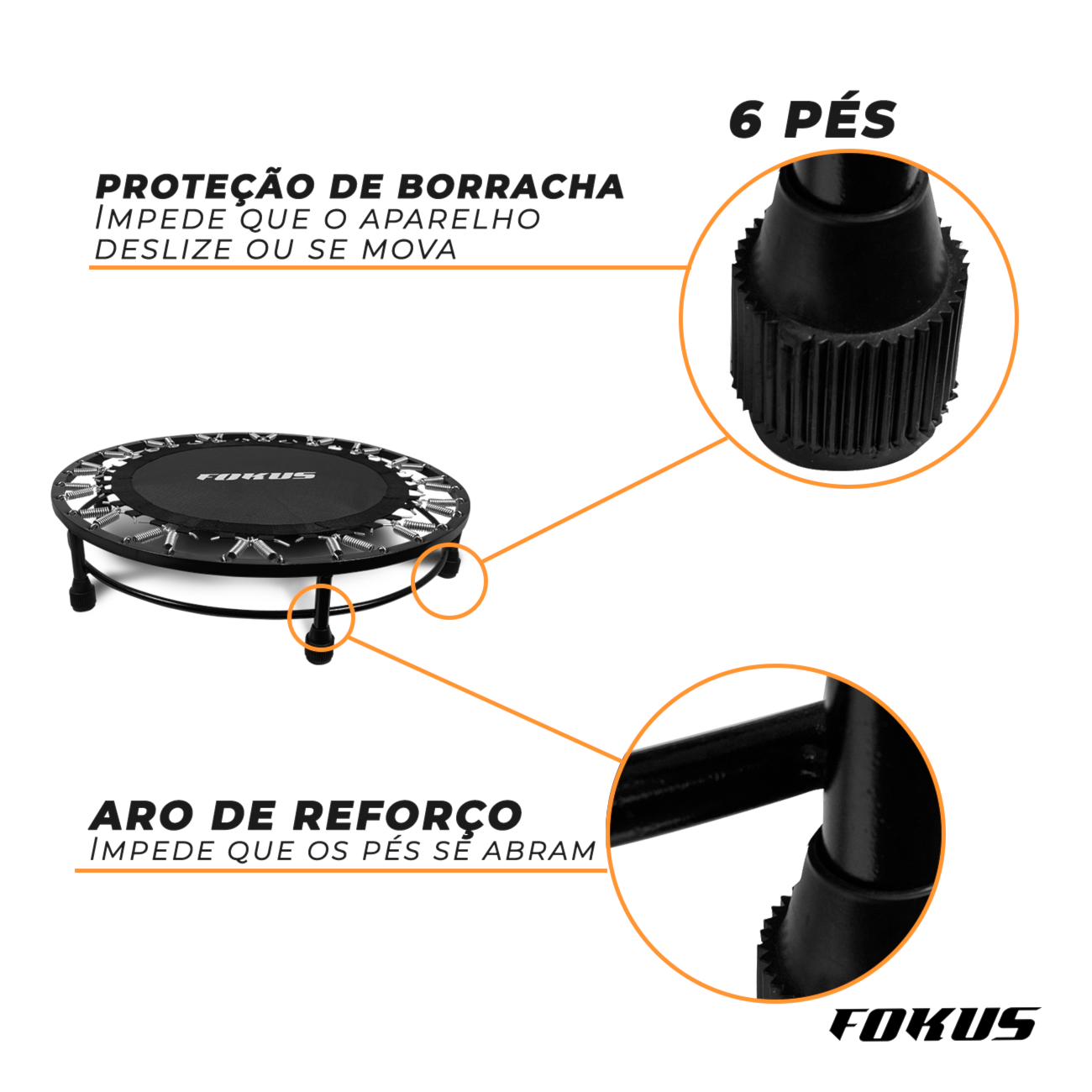 Trampolim Mini Jump Fokus | 32 Molas | Fokus Fit