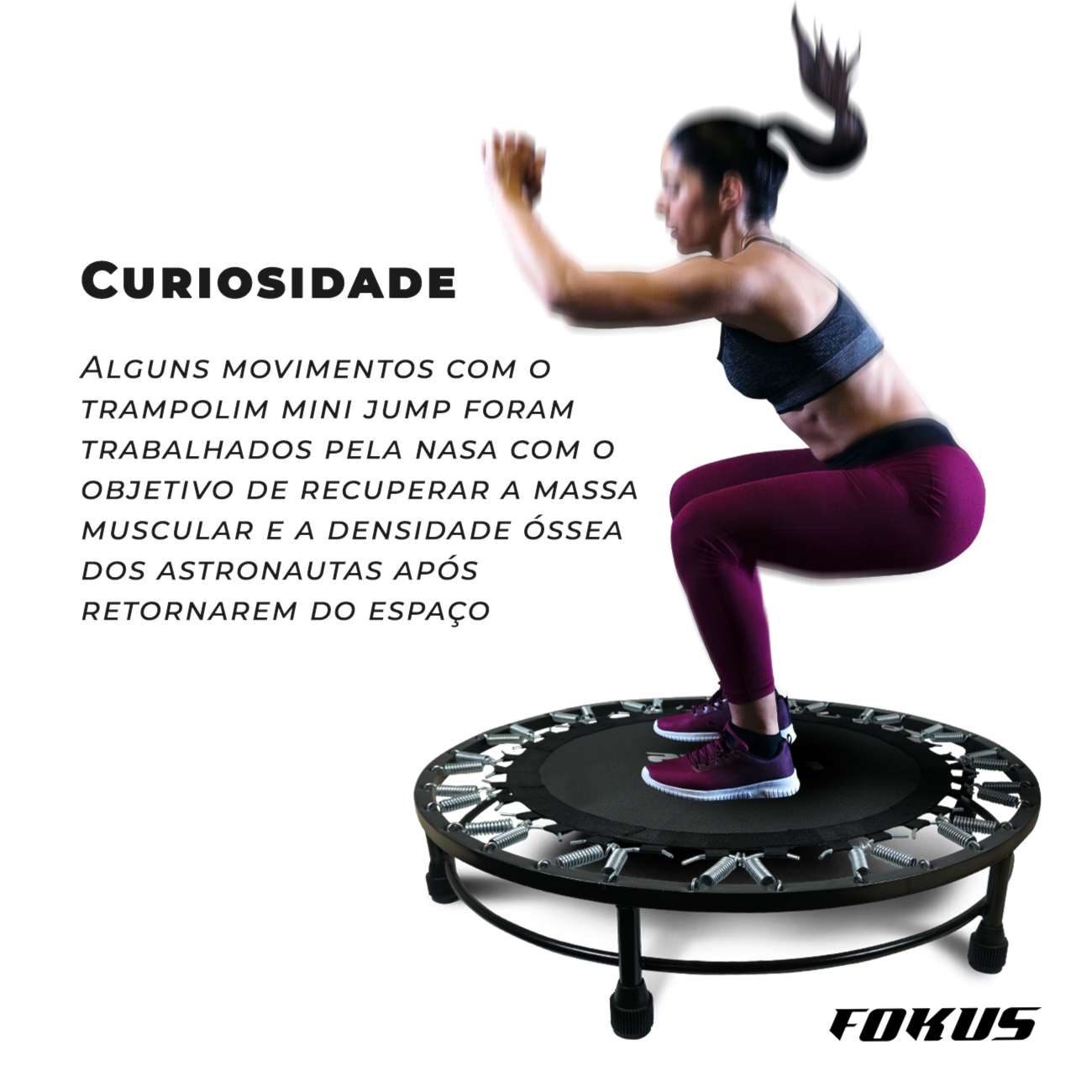 Trampolim Mini Jump Fokus | 32 Molas | Fokus Fit
